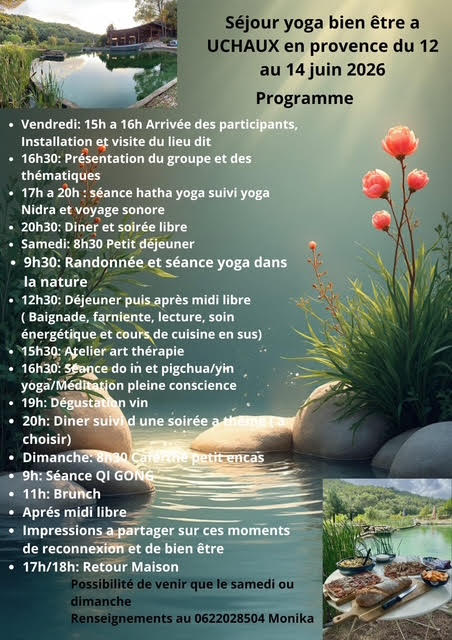 Séjour yoga bien-être Uchaux du 12 au 14 juin 2026 à L’Étang des Cigales en Provence